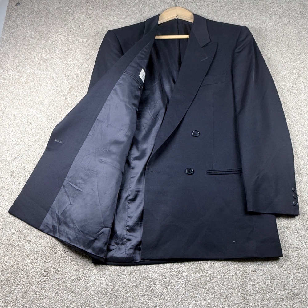 Mani by Giorgio Armani Blazer Men 37R Black Double Breasted Virgin Wool Vintage